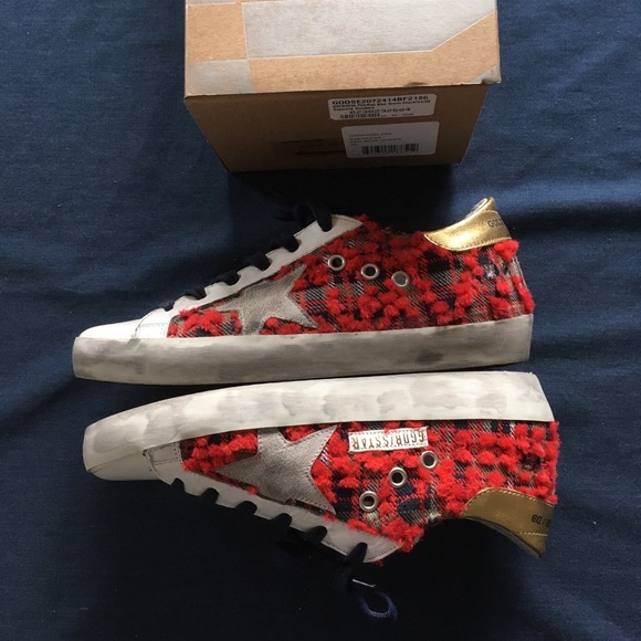 Golden Goose Superstar Red Blue Green Plaid 36 NIB - Picture 5 of 8